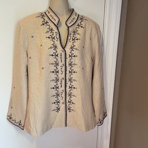Vintage Carole Little silk embroidered blouse/tunic